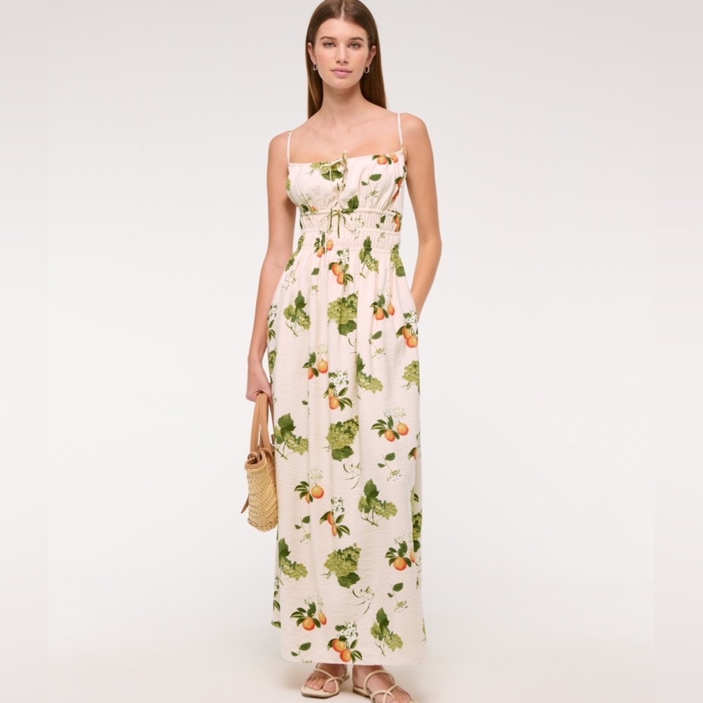 Abercrombie & Fitch smocked tied-front maxi dress